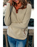 NNEDSZ Exchange Contrast Binding Snap Button Geometric Pullover Sweatshirt - S