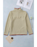 NNEDSZ Exchange Contrast Binding Snap Button Geometric Pullover Sweatshirt - S