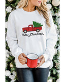 NNEDSZ Azura Exchange Embroidered Pullover Sweatshirt with Merry Christmas Truck Pattern - L