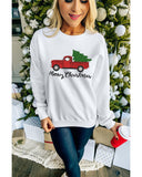 NNEDSZ Azura Exchange Embroidered Pullover Sweatshirt with Merry Christmas Truck Pattern - L