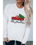 NNEDSZ Azura Exchange Embroidered Pullover Sweatshirt with Merry Christmas Truck Pattern - L