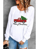 NNEDSZ Azura Exchange Embroidered Pullover Sweatshirt with Merry Christmas Truck Pattern - L