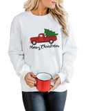NNEDSZ Azura Exchange Embroidered Pullover Sweatshirt with Merry Christmas Truck Pattern - L
