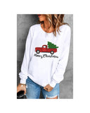 NNEDSZ Azura Exchange Embroidered Pullover Sweatshirt with Merry Christmas Truck Pattern - L
