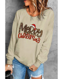 NNEDSZ Azura Exchange Merry Christmas Hat Leopard Print Sweatshirt - S