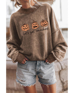 NNEDSZ Exchange Lets Get Smashed Halloween Pumpkin Graphic Sweatshirt - S