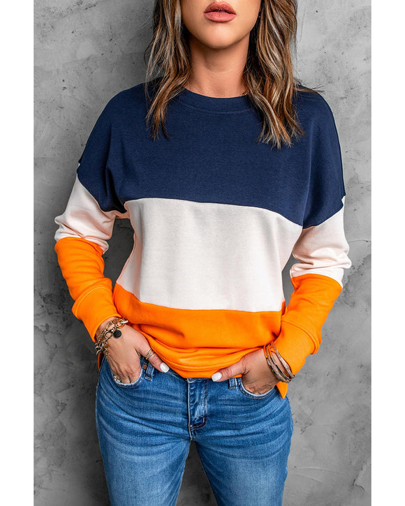 NNEDSZ Exchange Colorblock Sweatshirt with Contrast Stitching and Slits - XL