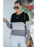 NNEDSZ Exchange Black Contrast Stitching Sweatshirt with Slits - L