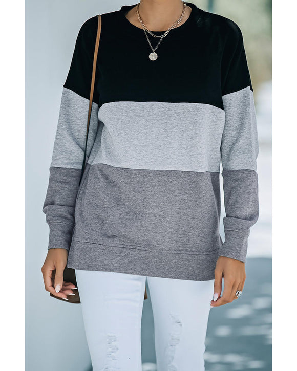 NNEDSZ Exchange Black Contrast Stitching Sweatshirt with Slits - M