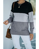 NNEDSZ Exchange Black Contrast Stitching Sweatshirt with Slits - S