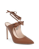 NNEDSZ Chic Leather Pointed-Toe Mule with Bow & Gold Hardware - 40 EU