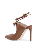 NNEDSZ Chic Leather Pointed-Toe Mule with Bow & Gold Hardware - 40 EU