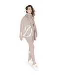 NNEDSZ Crown of Edinburgh Cashmere Women's Monogrammed Cashmere Letter Scarf in Camel - One Size