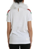 NNEDSZ Dolce & Gabbana Women's White Cotton Christmas Sequin Fur T-shirt - 38 IT