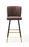 NNEDSZ Modern Bar Chair Leather Stool Counter Brown Mid-Century Wood x 2