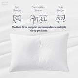 NNEDSZ Puredown Goose Down and Feather Pillow Inserts for Sleeping, 100% Cotton Fabric Cover Bed Pillows, Set of 2, White, Queen Size