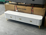 NNEDSZ Chalk Sintered Stone TV Stand with Cabinet Storage Design for Drawing Room, 3 Drawers, 160cm