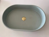 NNEDSZ Ultra Modern Concrete Cement Wash Basin Counter Top Matte Mint Green Oval Basin