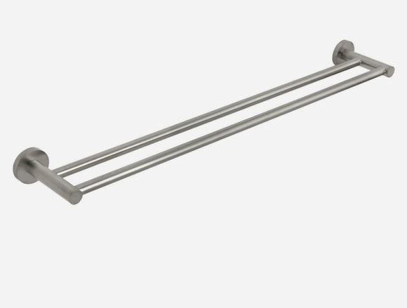 NNEDSZ Luxurious Brushed Nickel Stainless Steel 304 Towel Rack Rail - Double Bar 600mm
