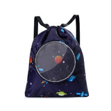NNEDSZ Blue Waterproof Drawstring Beach Bag L Size For Kids Wet & Dry Separation Shoulder Strap - Grey L