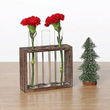 NNEDSZ Minimalist Hydroponic Glass Vase with Wooden Frame for Coffee Shop Decor
