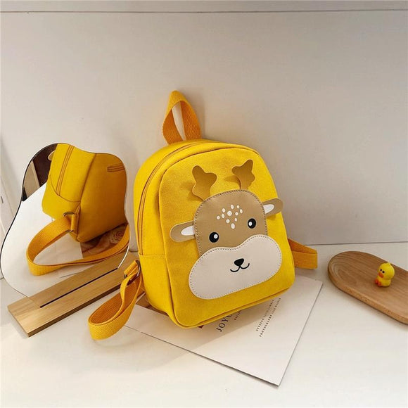 NNEDSZ Adorable Bear Schoolbag for Kids - Cartoon Design - Deer Yellow