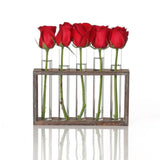 NNEDSZ Minimalist Hydroponic Glass Vase with Wooden Frame for Coffee Shop Decor
