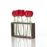 NNEDSZ Minimalist Hydroponic Glass Vase with Wooden Frame for Coffee Shop Decor