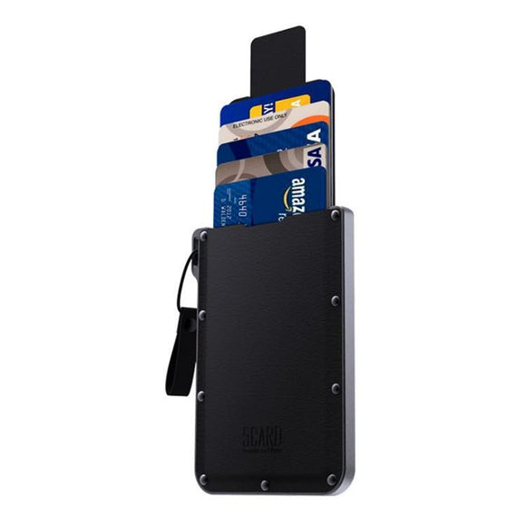 NNEDSZ Ultra Thin Pull Out Card Holder Black Genuine Leather