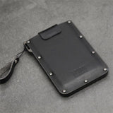 NNEDSZ Ultra Thin Pull Out Card Holder Black Genuine Leather