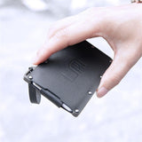 NNEDSZ Ultra Thin Pull Out Card Holder Black Genuine Leather