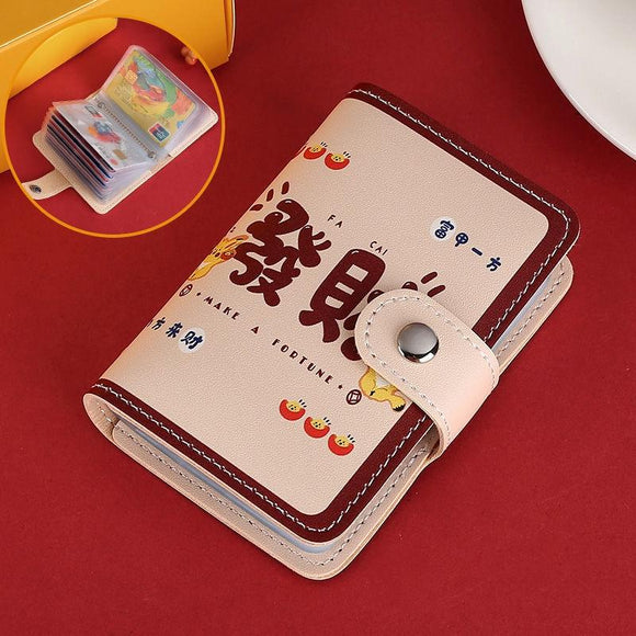 NNEDSZ Festive Cartoon Snap Anti Degaussing Card Holder Lucky Change Id Storage Bag - Make A Fortune