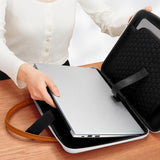 NNEDSZ Waterproof Leather Computer Bag - Multifunctional Navy Blue