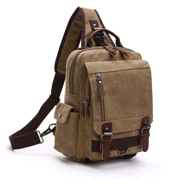 NNEDSZ Khaki Canvas Chest Bag For Outdoor Travel Messenger Style
