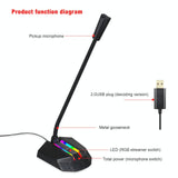 NNEDSZ Flexible Usb Microphone With Rgb Lighting For Voice Chat And Video Conferencing