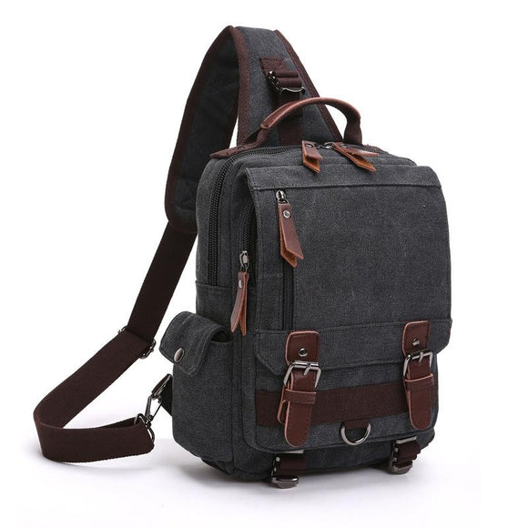 NNEDSZ Canvas Chest Bag For Outdoor Travel Black