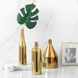 NNEDSZ Gold Plated Ceramic Flower Vase - Desktop Decorative Three-piece Set