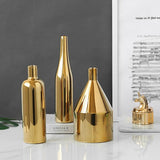 NNEDSZ Gold Plated Ceramic Flower Vase - Desktop Decorative Three-piece Set