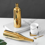 NNEDSZ Gold Plated Ceramic Flower Vase - Desktop Decorative Three-piece Set