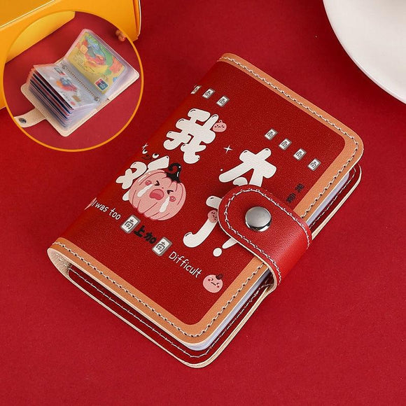 NNEDSZ Festive Cartoon Snap Anti Degaussing Card Holder Lucky Change Id Storage Bag - Too Difficult