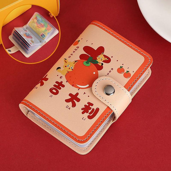 NNEDSZ Festive Cartoon Snap Anti Degaussing Card Holder Lucky Change Id Storage Bag - Good Luck
