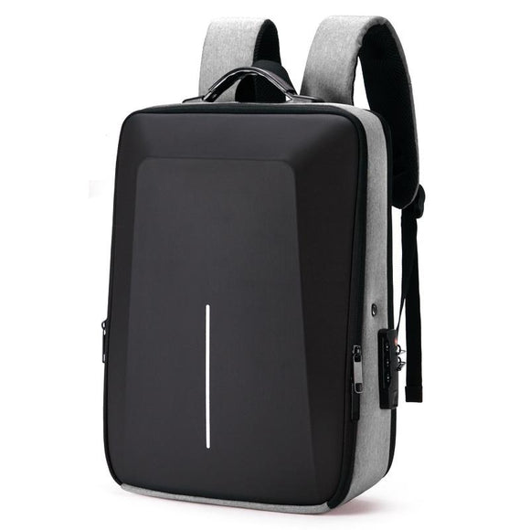 NNEDSZ Anti-theft Hard Shell Backpack for Men with Alloy Frame - Gray