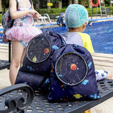 NNEDSZ Blue Waterproof Drawstring Beach Bag L Size For Kids Wet & Dry Separation Shoulder Strap - Blue L
