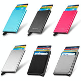 NNEDSZ Automatic Pop Up Card Holder Wallet - Gray Metal