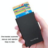 NNEDSZ Automatic Pop Up Card Holder Wallet - Gray Metal