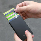 NNEDSZ Automatic Pop Up Card Holder Wallet - Gray Metal