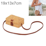 NNEDSZ Handmade Square Rattan Bag Autumn Beach Diagonal Purse Vintage Style 19X13X7Cm