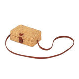 NNEDSZ Handmade Square Rattan Bag Autumn Beach Diagonal Purse Vintage Style 19X13X7Cm