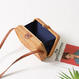 NNEDSZ Handmade Square Rattan Bag Autumn Beach Diagonal Purse Vintage Style 19X13X7Cm