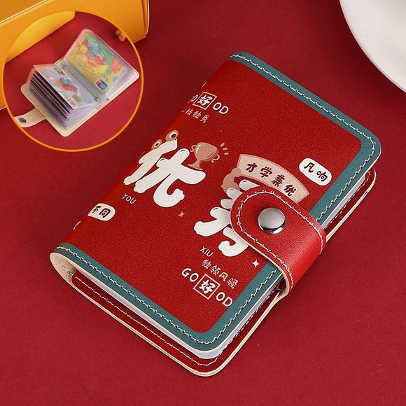 NNEDSZ Festive Cartoon Snap Anti Degaussing Card Holder Lucky Change Id Storage Bag - Excellent